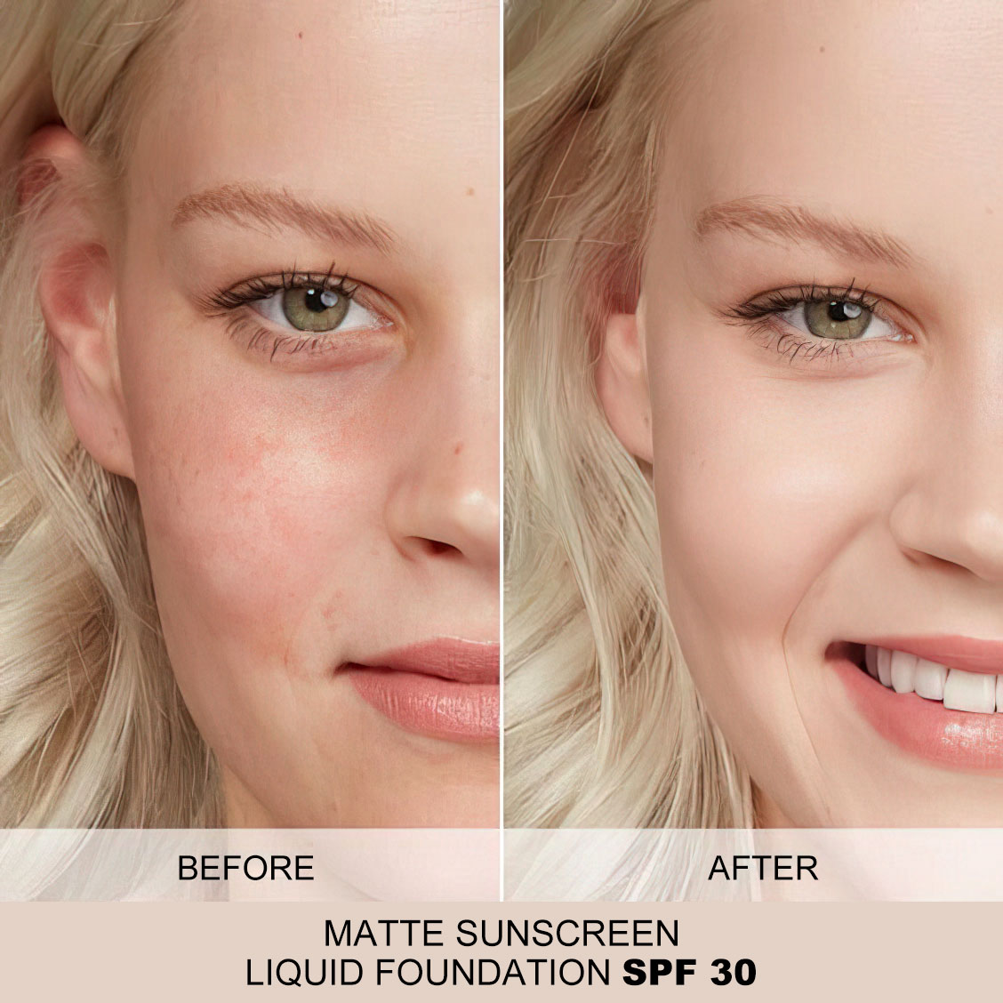 Matte Sunscreen Liquid Foundation SPF 30 – Full Coverage & Sun Protection
