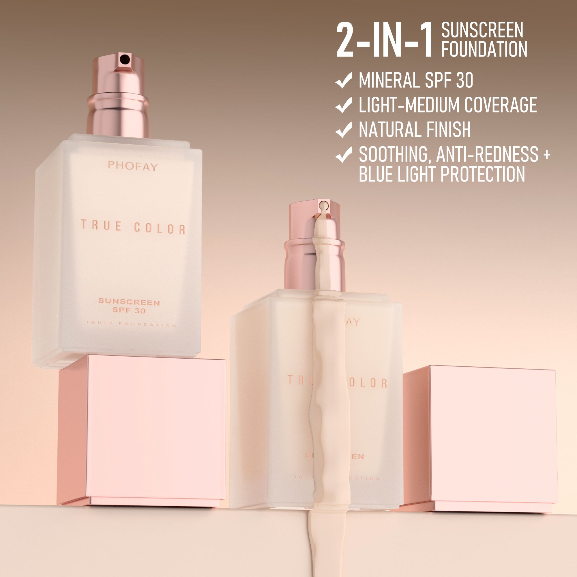Matte Sunscreen Liquid Foundation SPF 30 – Full Coverage & Sun Protection